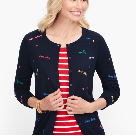 Talbots Sweaters - Talbots Charming Embroidered Cardigan Sweater Women’s Size M French Parisian
